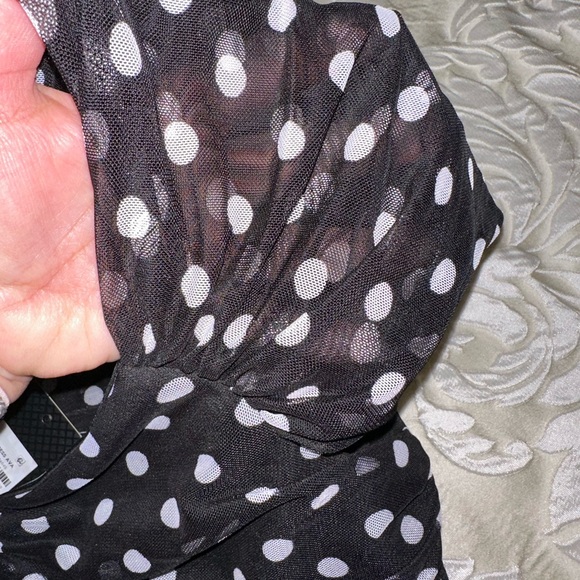 City Chic Ruched black/white polka dot dress plus size US 14 - Picture 10 of 14